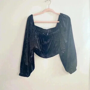 Zara velvet square neck velvet blouse medium